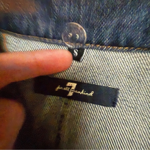 7 for all mankind women’s denim Jean jacket fringed cropped bottom size small - Picture 7 of 9